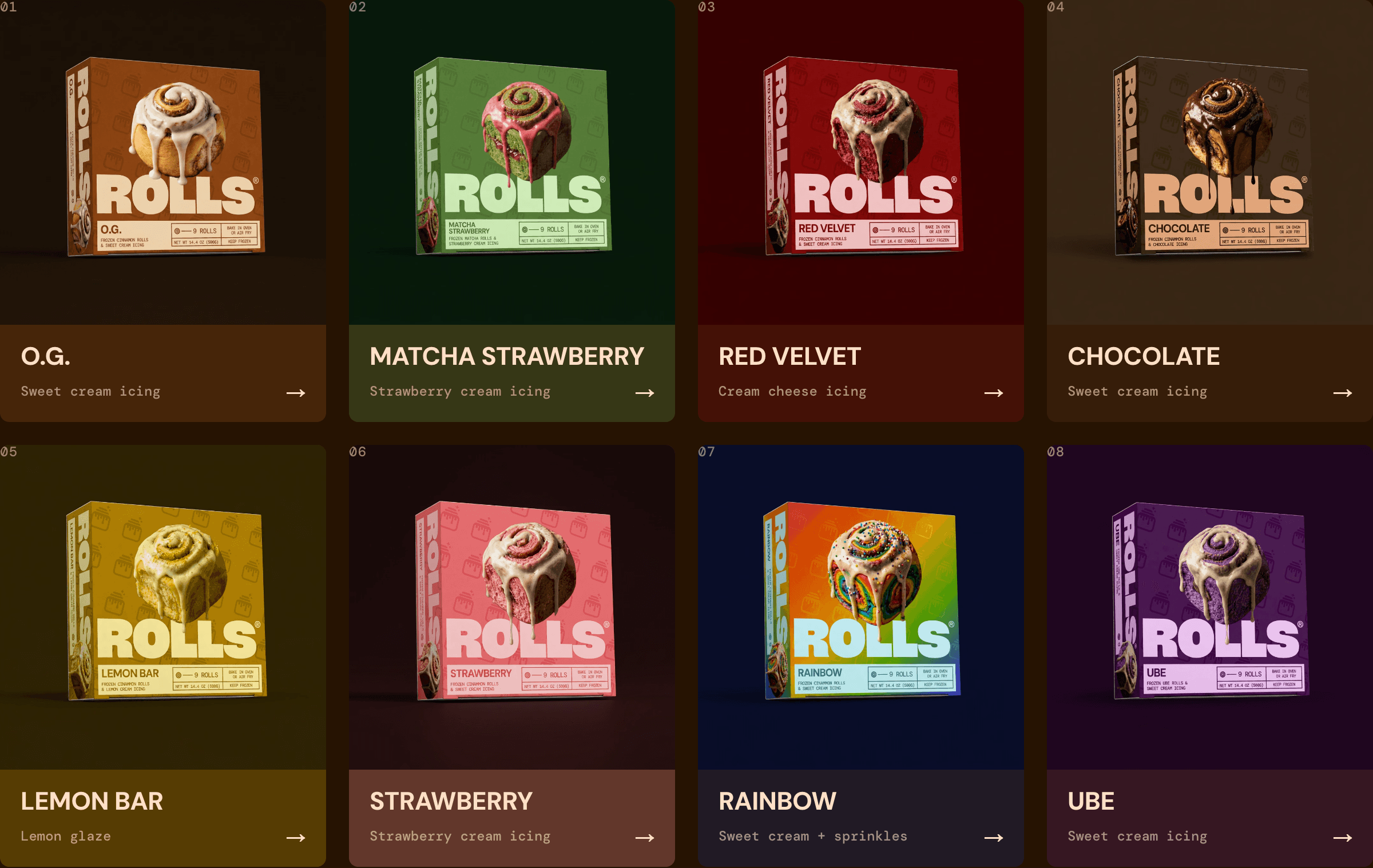 The flavors lineup section